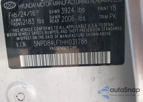 2017 Hyundai Elantra Se из США, поврежденный, VIN 5NPD84LF1HH031788